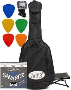 Muziker Classic Guitar Accessories Pack Gigbag For Classical Guitar Black